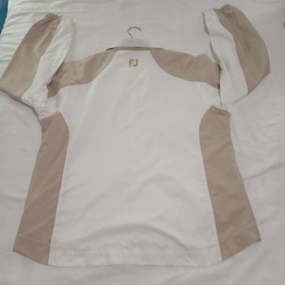FOOT JOY Med Women's Long-Sleeved Golf Jacket Full-Zip White/tan (see pics-spot) - Picture 5 of 12